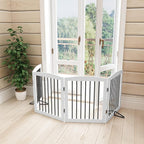 PUPETPO Freestanding Pet Gate for Dogs, Foldable Wooden Dog Gate for House, Indoor Dog Gate for Stair, Doorway, Gates for Dogs Indoor, 80 Inch Wide, 4 Panels 24",White