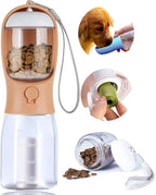 Dog Water Bottle with Food Container, Portable Pet Dog Water Dispenser for Outdoor Walking,Hiking,Travel,Puppy Essentials,Puppy Supplies,Replaceable Waste Bags