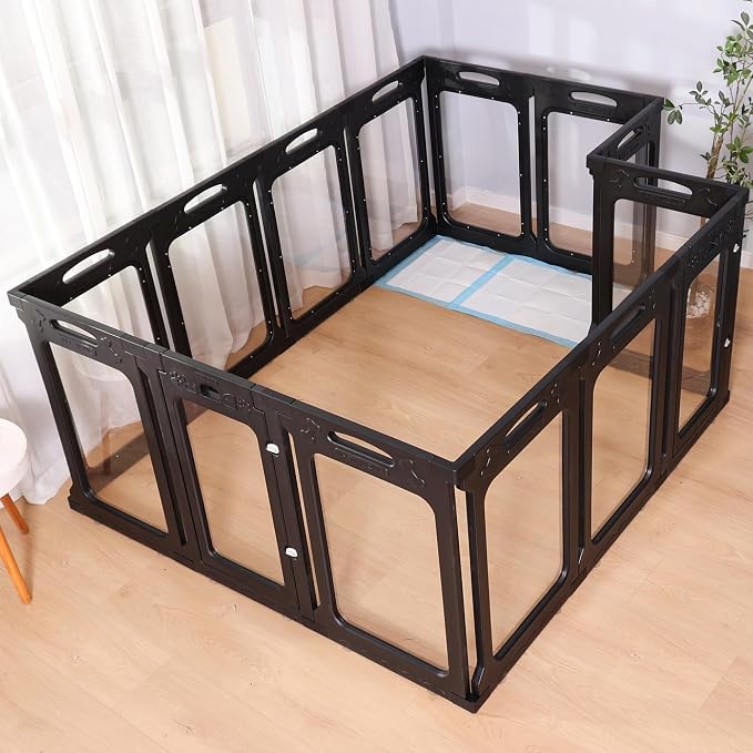 Clear Dog Playpen Extension Panels, 2 Pack, Height 24 inch, Black