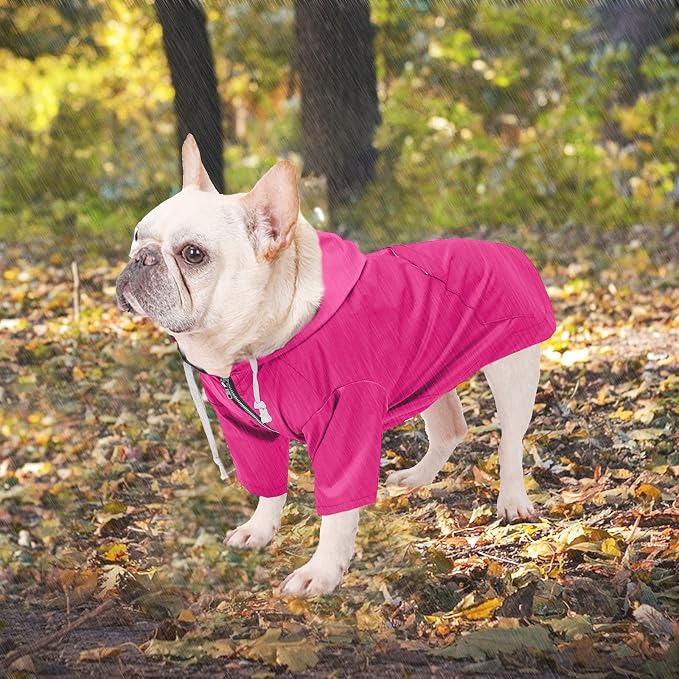 Dog Raincoat rain Jacket Raincoat Dogs Waterproof Small Medium Breeds Zip Closure Storage Pocket Harness Hole Pink XL