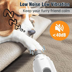 Dog Nail Grinder, Safe Electric Pet Nail Trimmer for Dog Grooming | 7-Speed Adjustable, Quiet Low Vibration, LED Light & Sponge Dust Collector, Painless Trimming, Storage Bag (Black & White)