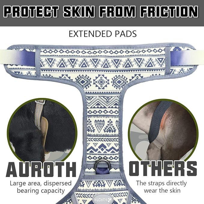 AUROTH Tactical Dog Harness for Large Dogs No Pull Adjustable Pet Harness Reflective K22 Working Training Easy Control Pet Vest Military Service Dog Harnesses