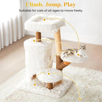 35" Multi-Level Cat Tree with Durable Sisal-Wrapped Posts, Dual Enclosed Condos, Cushioned Perches, and Removable Plush Cover,White