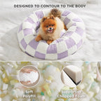 LE SURE Shown on TV Jacquard Donut Cute Small Dog Beds,Purple 23x23x7in | Orthopedic Calming Cat Sofa Indoor,Original Design Pattern,Washable Cover,Home Decor as Gift for Pet ,Anti Slip Bottom