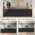 85" Wide Retractable Baby Gate for Stairs, Long Dog Gate, Indoor/Outdoor | Retractable Gate for Deck/Doorway, Easy One-Hand Operation Safety Lock, Scratch-Resistant Mesh Baby Gate, Easy Install, Black