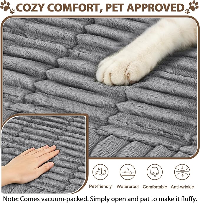 FUANGUI 2 Pack Waterproof Couch Cover for Dogs Pets Sofa Protector | Non-Slip Washable Fuzzy Soft Sofa Slipcover for 2 PCS L Shaped Sofa Pet Friendly, 27.6" x 70.9"+27.6" x 82.7", Grey