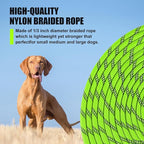 lynxking Long Dog Leash Reflective 15ft 30ft 50ft Check Cord Training Lead Padded Handle Heavy Duty Rope for Puppy Small Medium Large Dogs (Light Green, 50ft x 3/8inch)