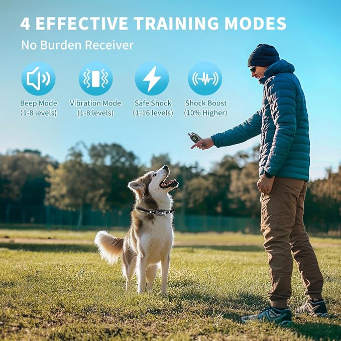 Small Dog Training Collar with Remote - Humane Dog Shock Collar with Beep, Vibration & Safe Shock Modes, 1000ft Range, Waterproof Rechargeable Bark Control Collar for Small Dogs, Black