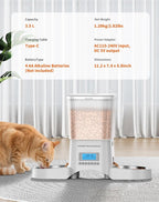 HoneyGuaridan Automatic Cat Feeder for 2 Cats,Automatic Cat Food Dispenser,Timed Pet Feeder for Cats and Dogs,Desiccant Bag, Programmable Portion Control,10s Voice Recorder