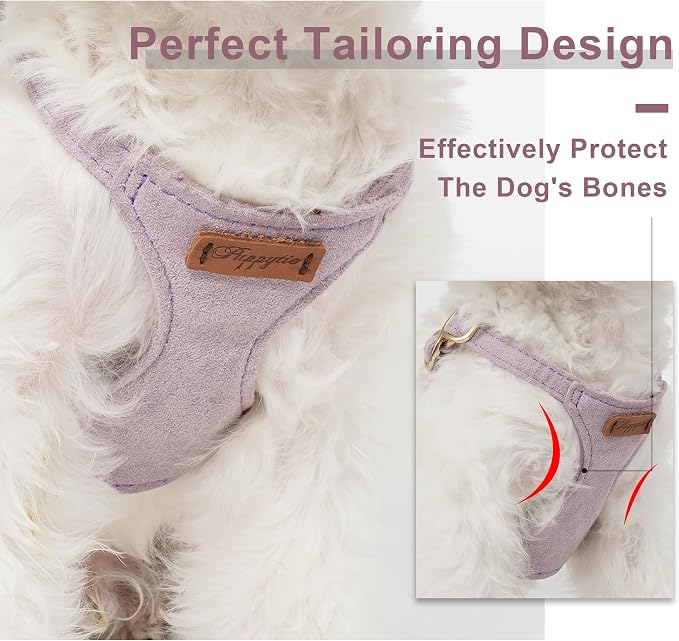 Puppytie Dog Harness and Leash Set, Light Purple, M (16.5-31 lbs) | Harness Small Size Dog, Dog Leash for Small Dogs, Soft Lightweight and Adjustable, Small Dog Harness for Daily Walks