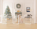 Foldable Pet Fence 120" Wide, 30" Tall,No-Assembly Dog Gate with Door,White | 6 Panels Metal Folding Freestanding Dog Gate Walk Through,Extra Accordion Puppy Folding Playpen for Doorways, Stairs,House
