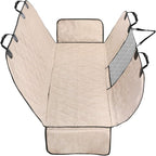 VIVAGLORY Dog Car Seat Covers, Hammock Seat Cover Mesh Visual Window with Extra Strap & Buckles, Waterproof & Nonslip Car Back Seat Cover Convert to Bench Seat Cover & Trunk Liner, Heather Khaki S | Seat Cover for Car Suv & Truck, Back Backseat Split H...
