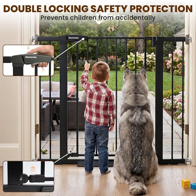 Mumeasy 36" Tall Baby Gate, Walk Through Dog Gate for Stairs & Doorways | Extra tall design, secure pet barrier, one hand operation, easy access, for dogs cats babies toddlers