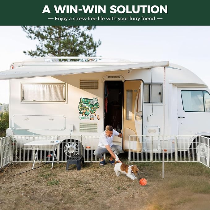FXW Rollick Dog Playpen, Indoor, Yard & RV Camping, 32" H, 16 Panels | Easy setup, Heavy-duty, DIY layouts, for Small & Medium Dogs, Patented