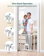Babelio 29-48" Extra Wide Baby Gate with Adjustable Cat Door, CatPrivilege Ⅲ, Easy Install Pressure/Hardware Mounted, Auto Close Pet Door for Stairs, House, Doorways, Effortless Walk Thru, White | Adjustable Small Pet Door, Easy Install Pressure/Hardwa...