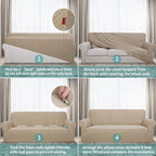 YEMYHOM Couch Cover Latest Jacquard Design High Stretch Sofa Covers for 2 Cushion Couch, Pet Dog Cat Proof Loveseat Slipcover Non Slip Magic Elastic Furniture Protector (Medium, Khaki)