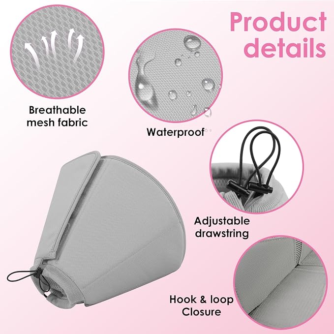 AOFITEE Soft Dog Cone, Adjustable Cones for Dogs After Surgery, Comfy Dog Cone Collar Alternative to Stop Licking, Elizabethan Recovery Collar for Large Dogs(Grey,Large)