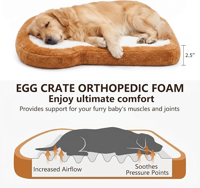 Dog Bed for Small Dogs, Toast Shaped Dog Bed Mat with Orthopedic Foam, Machine Washable Non-Slip Pet Bed, Plush Soft Puppy Mat for Indoor Use