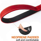 Twoear 6FT 1IN Heavy Duty Dog Leash for Large Dogs with 2 Padded Handles | Traffic Handle Extra Control, Auto Lock Hook, Strong Reflective Walking Leash for Night Safety, Medium and Large Breeds,Red