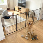 FXW Dog Gate, Extra Wide Adjustable for Openings Up to 111", 40" H | Flexible Space Control, Easy Walk-Through Access, 3 Panels + 1 Gate, For Medium & Large Dogs, Garage Use