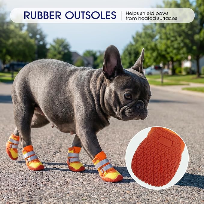 FUAMEY Large Dog Boots Reflective, Booties for Dogs Paws Prevent Licking | Waterproof upper, rugged rubber outsole, winter snow, hiking trails, rainy weather, outdoor adventures, 4 PCs
