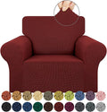 Stretch Chair Sofa Slipcover, Single Couch Cover,Dark Red | 1-Piece Washable Sofa Cover,Pet Friendly (31"-55") Furniture Protector Soft Jacquard Elastic Bottom for Dogs & Kids