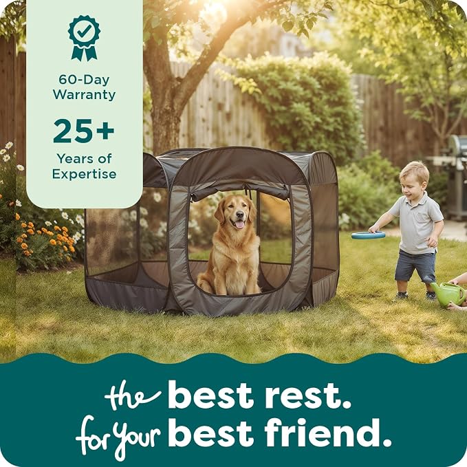 FurHaven Soft-Sided Dog & Cat Playpen, Portable Foldable Indoor & Outdoor Pet Playpen with Mesh Windows & Zippered Door, Gray, Large