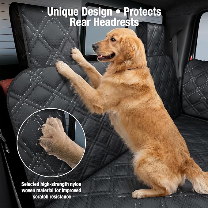 Surfcabin Truck Back Seat Extender for Dogs – Waterproof Full Size Pickup Pet Seat Cover with Door Protection, Hard Bottom Holds 420 lbs Dog Hammock for F150, RAM 1500 & More