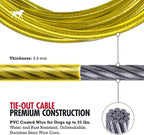 Tuff Pupper Dog Tie Out Cable, 15 ft Heavy Duty Lead for up to 35 lb Dogs | Extra-Strong Coated Steel Wire for Large Dogs; Water/Rust Resistant Yard Runner Line with 360-Degree No-Tangle Swivel Clips