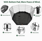 PJYuCien Puppy Playpen with Bottom Pad and Door, 8 Panels 42" H, Black | 24"W, Dual-function Pad, For Large Pets, Foldable Octagonal Pen, Versatile, Indoor & Outdoor, Backyard, Protects Floors
