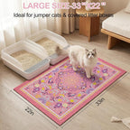 Glittme Cat Litter Mat with Non-Slip Bottom Litter Box Mat 33"X22" Litter Trapping Mat Easy to Clean Washable Cat Food Mat for Kitty,L