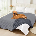 Smiry Waterproof Reversible Dog Bed Cover Pet Blanket | Pet Friendly, Soft Fabric, Washable Dog Blanket for Furniture Bed Couch Sofa, Checkered (82"x82", Grey/Dark Grey)