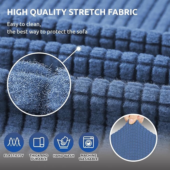 Stretch Loveseat Couch Cover, 2 Cushion Couch Slipcover,Riverside | 1-Piece Washable Sofa Cover Pet Friendly (55"-78") Furniture Protector Soft Jacquard, Elastic Bottom for Dogs & Kids