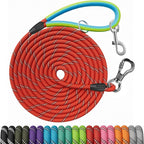 NTR 15FT Training Leash for Dogs, Nylon Rope With 2 Swivel Hooks and Soft Rubber Handle, Cat Puppy Lead for Small Medium Large Dogs - Training, Playing, Camping, or Backyard - Red