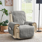 Quilted Recliner Chair Covers, Soft Lazy Boy Chair Covers, Water-Repellent Recliner Covers, Pet Friendly Chair Cover for Dogs Cats, Washable Sofa Protector (Recliner 22", Light Gray)