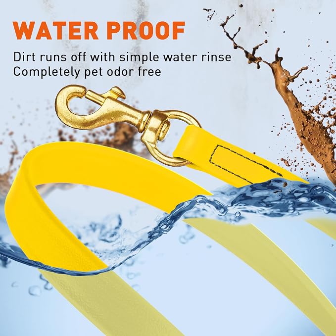 Viper Biothane K9 Working Dog Leash Waterproof Lead for Tracking Training Schutzhund Odor-Proof Long Line with Solid Brass Snap for Puppy Medium and Large Dogs, 20ft Lemon Yellow