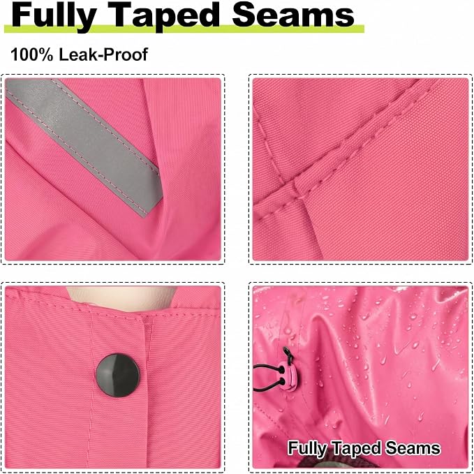 Dog Raincoat, Professional Waterproof Taped Seams for Puppies & Tiny Small Dogs (Pink, S)
