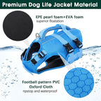 Kuoser Dog Life Jacket, High Flotation Reflective Dog Life Vest, Blue, L | Adjustable Dog Lifejackets for Small Medium Large Dogs, Lifevest with Rescue Handle for Swimming, Boating, Lake, Beach & Pool