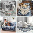 Hompet Cat Litter Mat 2 Pack, 36x60 Large Machine Washable Trapping Mats for Cats, Super Absorbent & Urine-Proof Cat Litter Box Mat for Floor, Waterproof & Non Slip Kitty Litter Rug