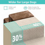YENING Large Dog Stairs for High Beds - Extra Wide Pet Steps for Large Dogs to Get on Tall Bed 3 Deep Step Cat Ramp for Couch 2 Steps Beige
