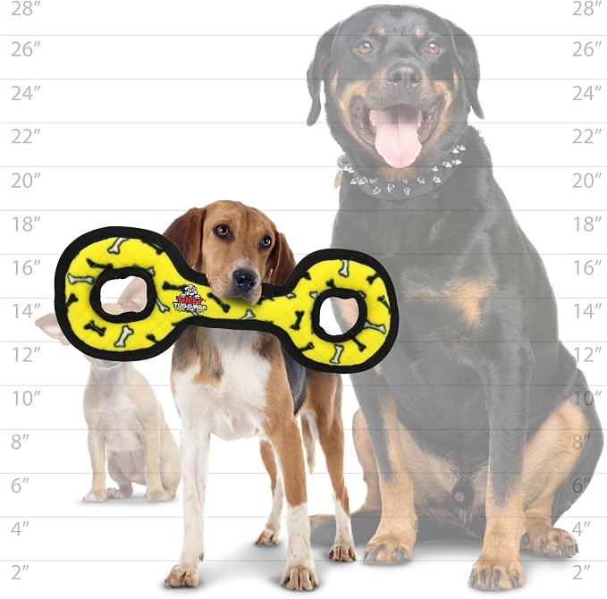 TUFFY® : 2 Pack TugOWar Dog Toy: Ultra Durable Plush Toy with Multiple Layers & Reinforced Seams, Washable and Floats, Original Construction