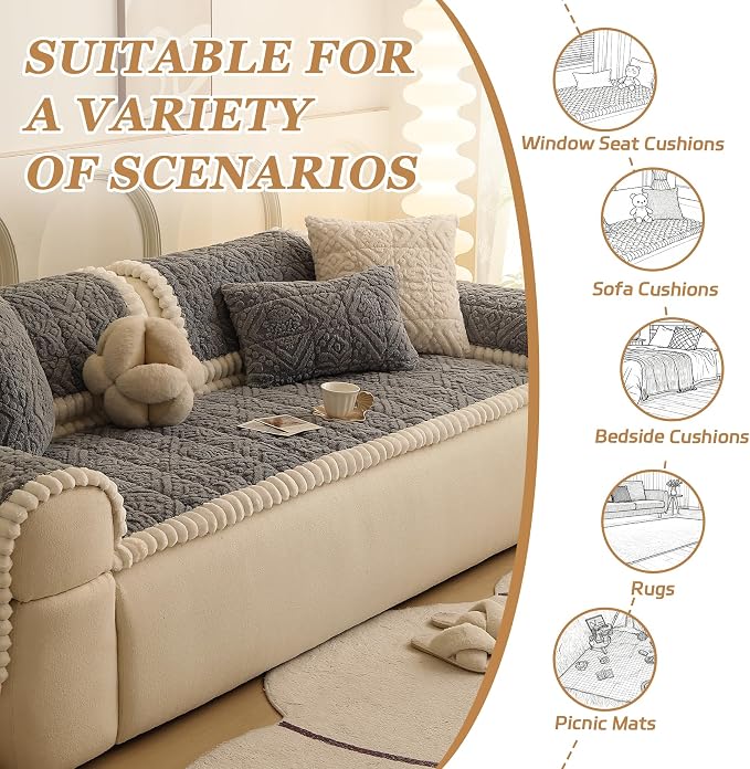 Couch Covers Washable Couch Cover for Dogs Fuzzy Sofa Covers for Pet, Non-Slip Sofas Slipcover Cushion Protector Pets Mat Dog Bed Mats(Only 1PC)