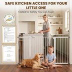 Mumeasy 36-63" Extra Wide Baby Gate for Stairs, 28.74" Walk Through Large Dog Gate for Doorways & Hallways, Auto Close Pet Gate Indoor, Pressure Mounted Child Wide Long Safety Gate for House, White