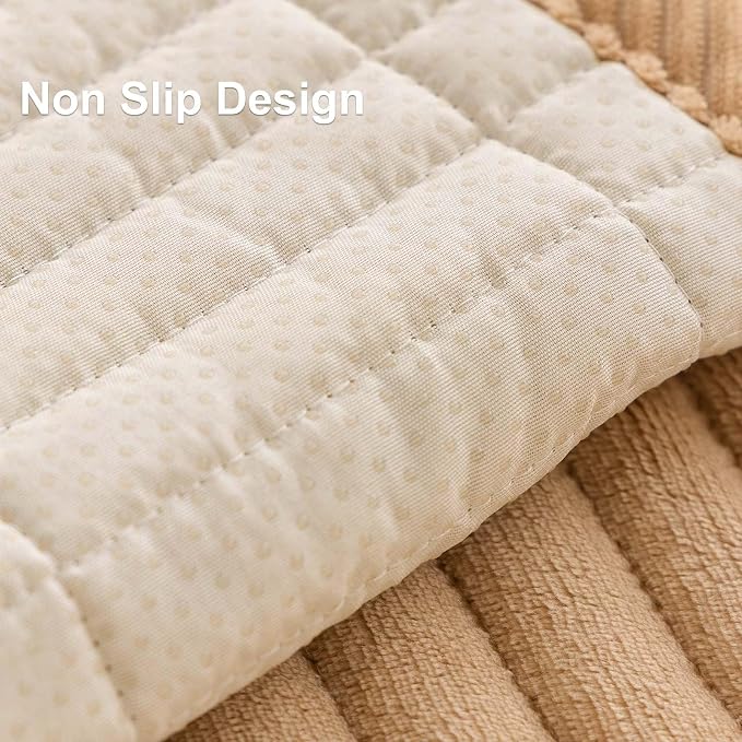 Velvet Washable Dog Couch Cover, Non-Slip Waterproof Pet Sofa Protector for Cushion Sectional, L-Shaped Sofa & Loveseat, Machine Washable(1PC/27.6"x94.5",Khaki)