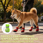 Dog Boots Paw Protector, Reflective Adjustable Non Slip Mesh Summer Breathable Dog Shoes Dog Walking Boots (S Size, Green, 4 Pcs) Intended for Paws Waterproof for Dogs/Cat/Puppy