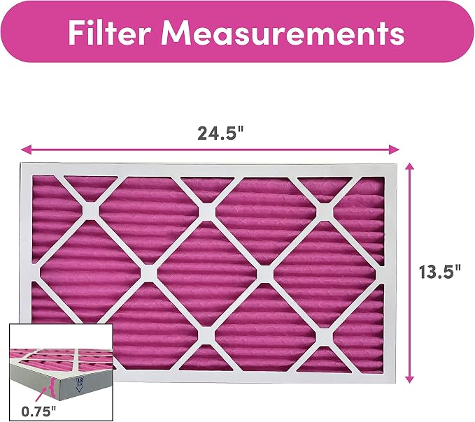 14x25x1 Air Filter (2-Pack) | Made in the USA | Color Changing | Remove Cat and Dog Odor | MERV 8 for Pet Hair Dander and Dust | 13.5"x24.5"x0.75" Exact Size