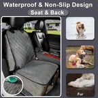 Dog Car Seat Cover Front Seat - Waterproof and Non-Slip, Heavy-Duty Pet Seat Protector with Side Flaps, Full Protection for Front Bucket Chairs on Cars SUVs Trucks (Grey, Standard Front)