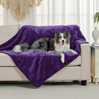 Soft Waterproof Blanket for Bed Couch Sofa, Dark Purple, 50x60inches | Liquid Pee Proof Pet Blanket for Dog Puppy Cat, Reversible Sherpa Fleece Blanket for Couch Cover, Furniture Protector