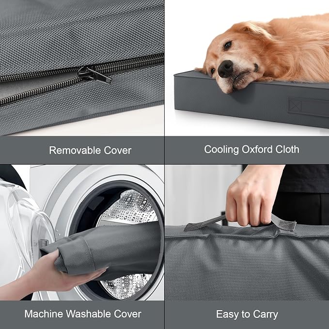 Outdoor Waterproof Orthopedic Dog Bed for Large Dogs | Egg Crate Foam for Joint Support, TPU Waterproof Layer, Machine Washable 1680D Oxford Cover, 36 x 27 Inch, Up to 65 lbs