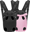 YUDODO Pet Dog Carrier Backpack Adjustable Front Carrier for Small Dog Cat | Legs Out Design, Easy-Fit Travel Backpack, Hiking and Walking, Durable Comfortable, Perfect for Outdoor, Black+Pink, S